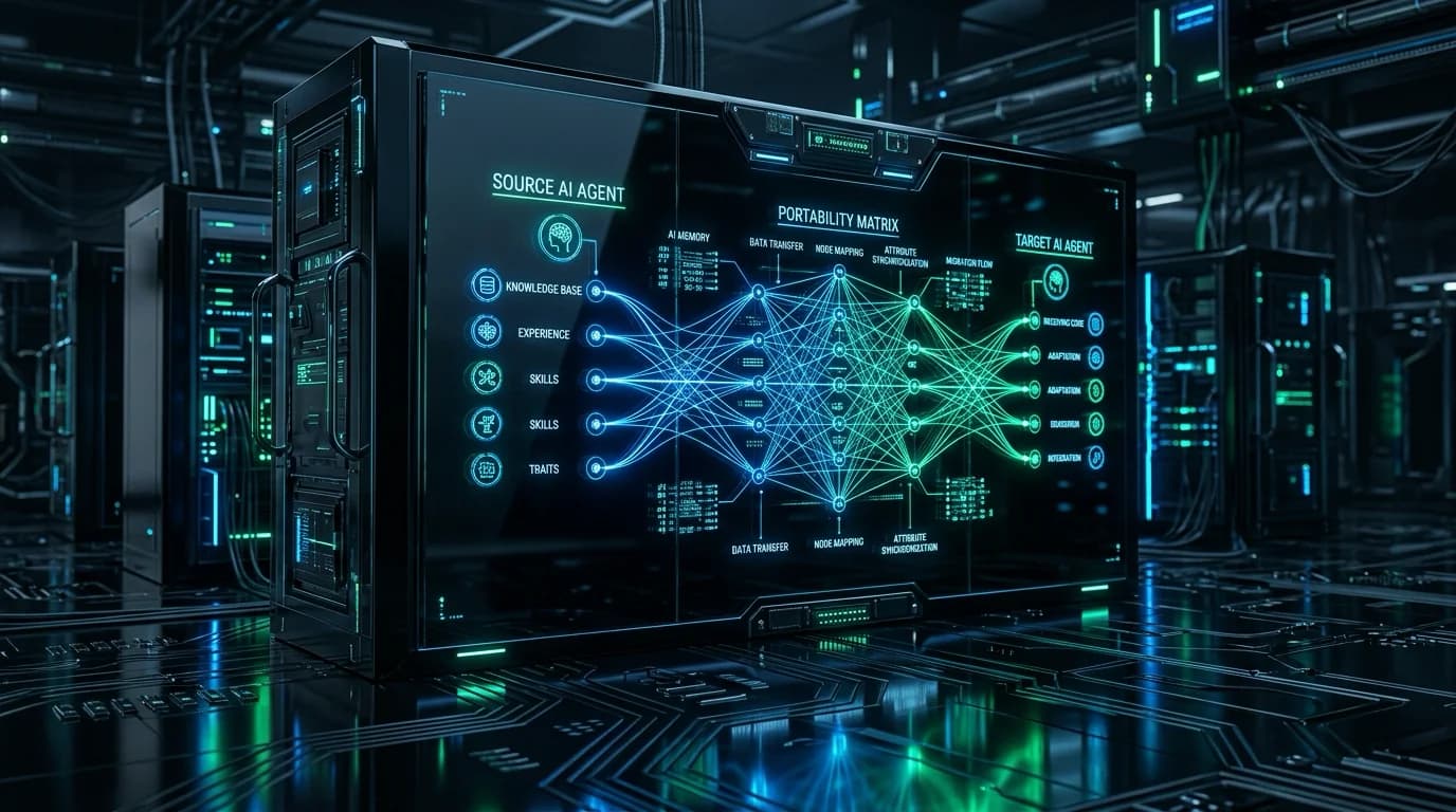 Ilustrasi Arsitektur Teknis 16:9 Memory Portability 2026: Apakah Memori AI Agent Bertahan Saat Model Di-Upgrade? Evaluasi Kritis KG-Fixed, Compressed Notes, dan Mixed RAG Embeddings