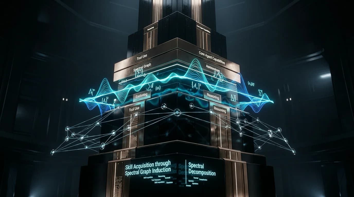 Ilustrasi Arsitektur Teknis 16:9 Trace2Tower 2026: Arsitektur Transition-Aware EigenTrace, Contrastive Spectral Decomposition, dan 3-Tier Skill Hierarchy untuk Autonomous AI Agents